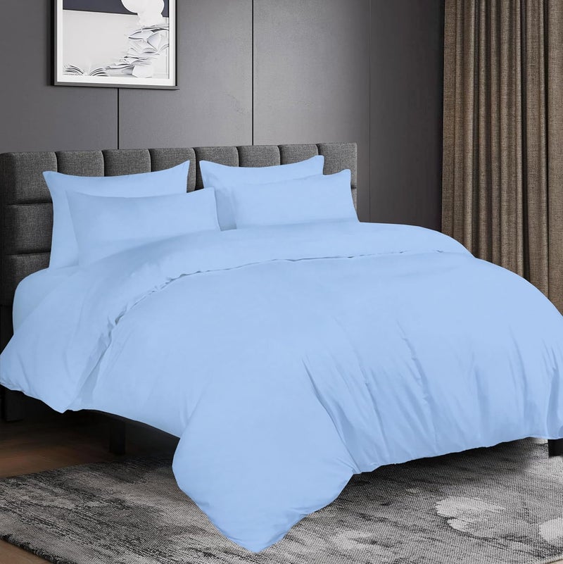 Siesta Zen Premium 100% Egyptian Cotton Duvet Cover Set - King Size, Blue - Image 1